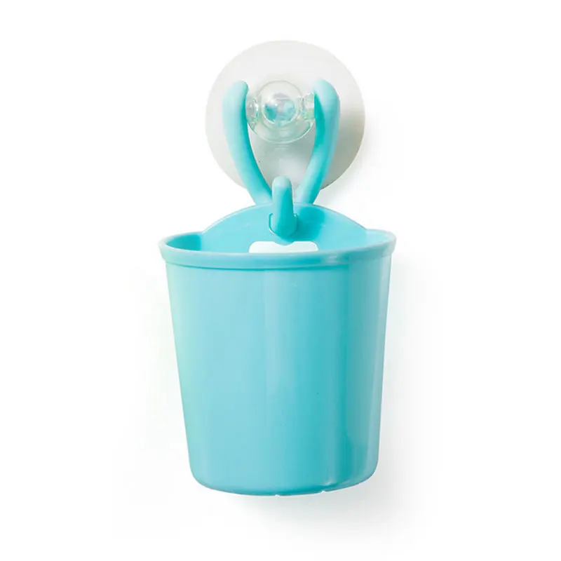 CUSHAWFAMILY скандинавские пластиковые присоски держатель зубных щеток/Ванная комната предметы домашнего обихода организации стойки/коробка повесить sundry хранения баррель - Цвет: Blue
