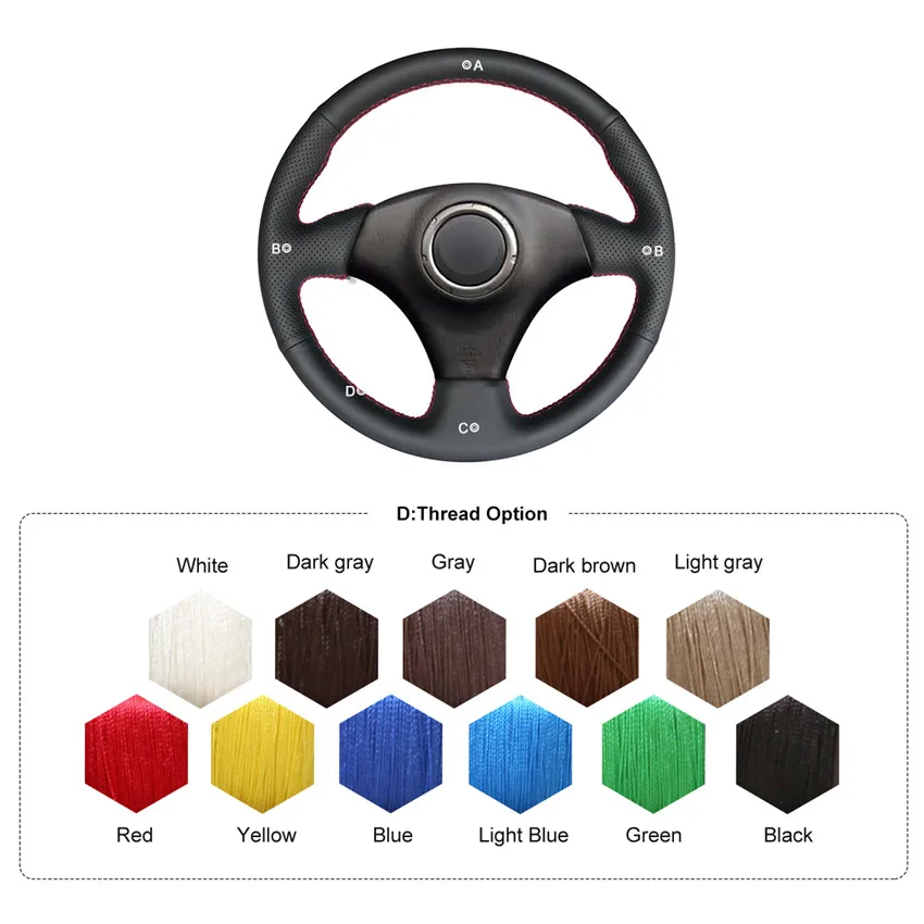 Mano Coser Cubierta del Volante del Coche para Toyota RAV4 1998-2002 de 2003 Celica 1998-2005 Corolla 2003-2005 2007 2006 2008