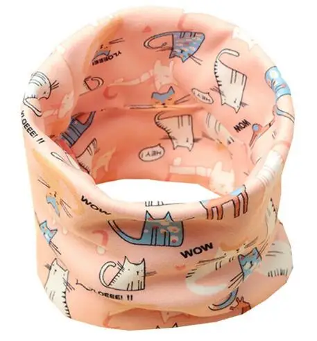 Зимний детский шарф для детей на осень бархатный шарф для девочек, для мальчиков-хомут с круглым воротником для мальчиков и девочек плюшевый шарф дети воротники шеи ребенка шарф - Цвет: pink cat