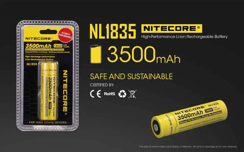 Nitecore p10gt CREE XP-L Привет V3 LED 900 люмен светодиодный фонарик с nl1835 3500 мАч Батарея