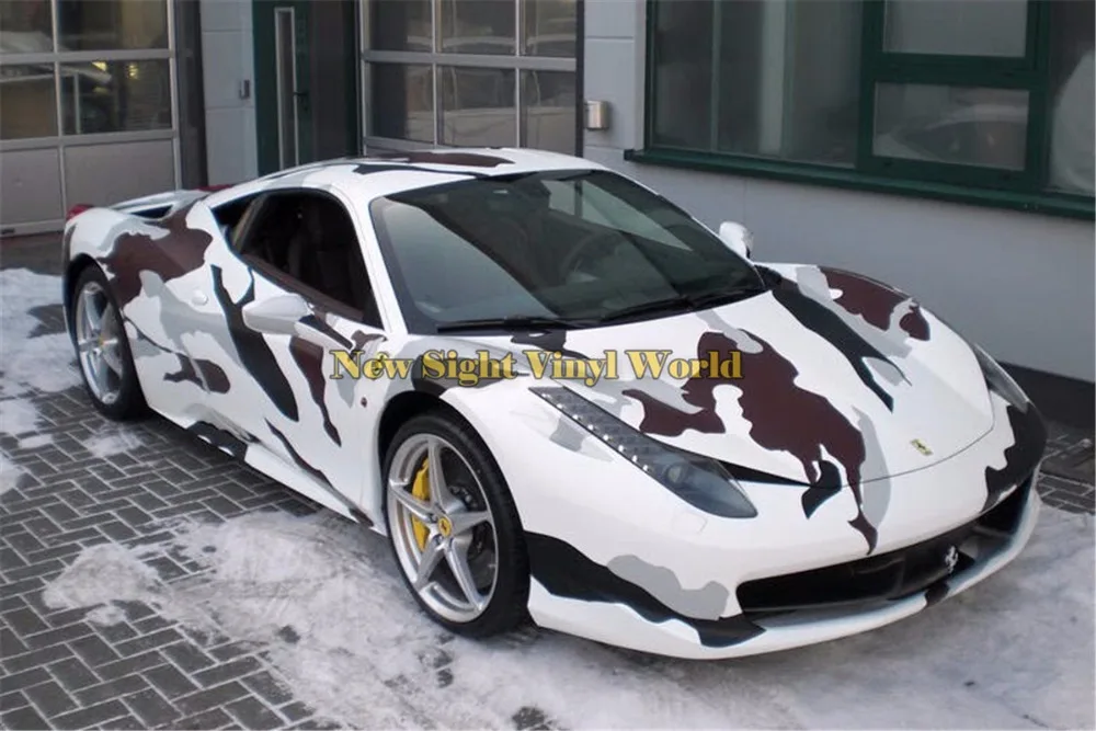 

Arctic Snow Jumbo Camouflage Vinyl Wrap Car Body Film Sticker Bubble Free For Racing Car