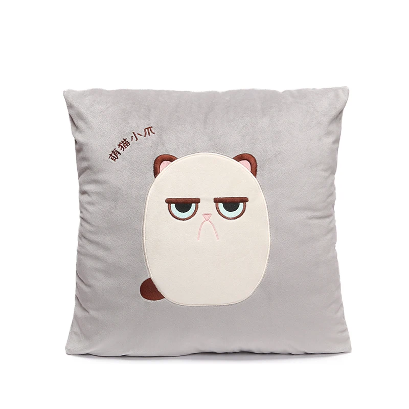 

MICROPLUSH 42*42cm Grouchy Kitten Cat Pillowcase Toys Soft Stuffed Animal Angrey Cat Pillow Case Christmas Decoration Ornament