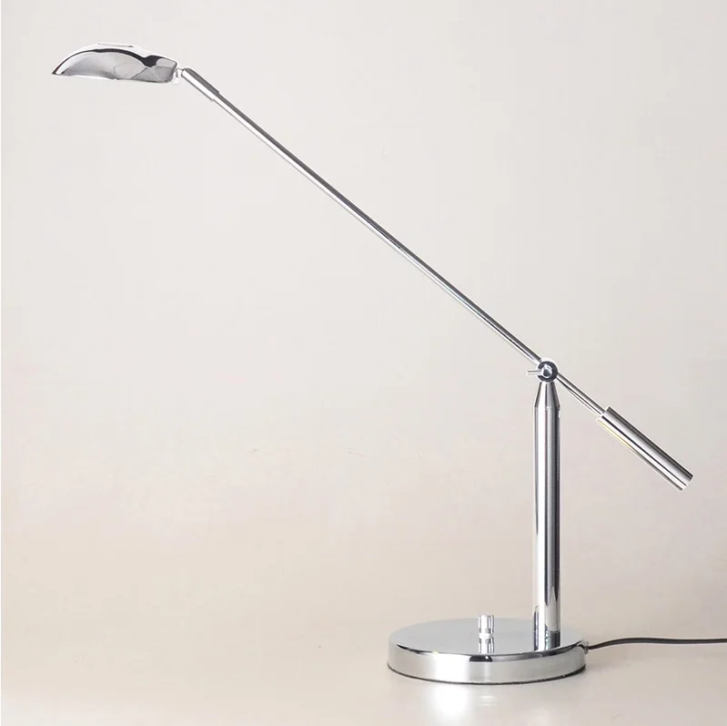6 Watts Satin Chrome Finish Metal Study Lamp with Adjustable Long Arm