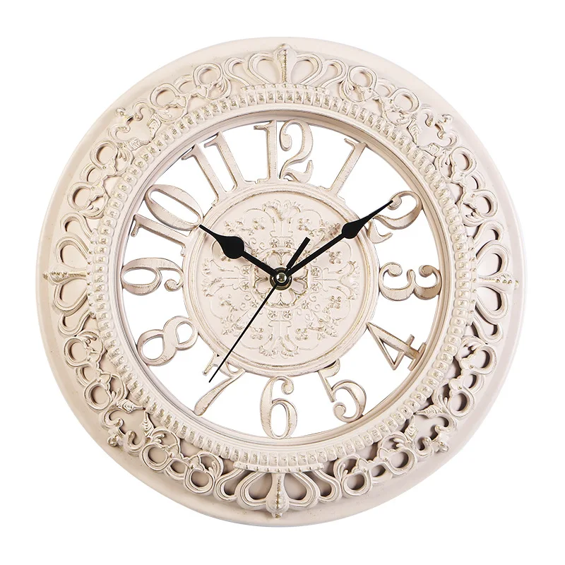 

12 Inch European Creative Round Clock Retro Wall Clock Modern Design Clock Kitchen Bedroom Office Silent Decorative Quartz Clock