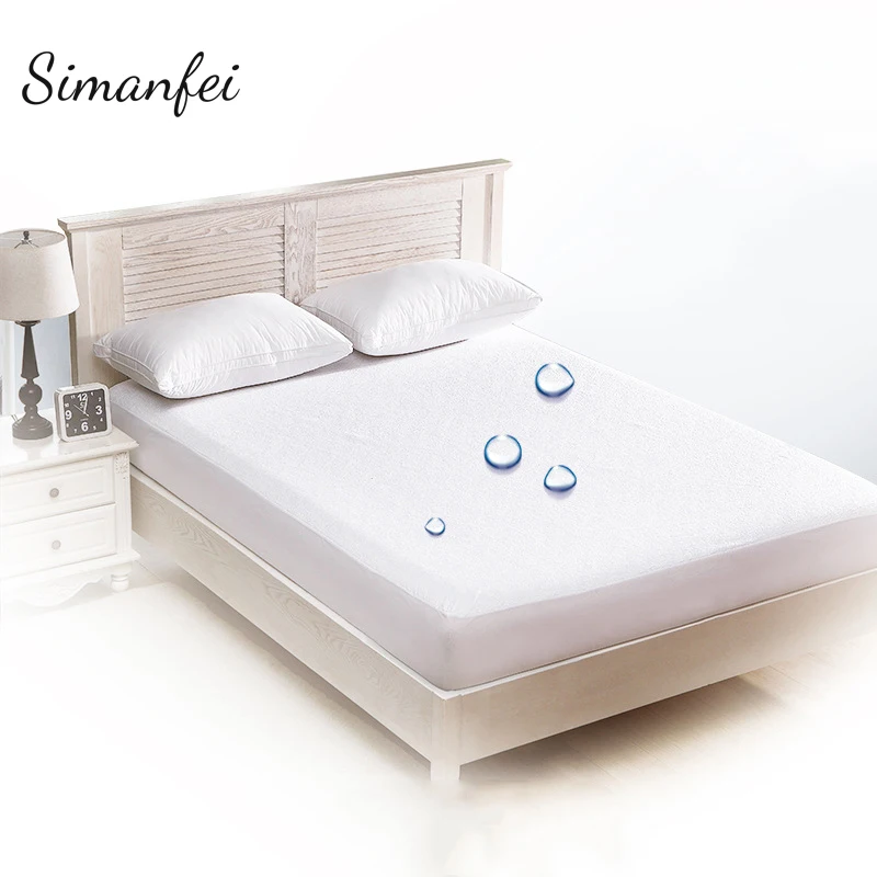 

Simanfei Cotton Terry Waterproof Mattress Cover Bed Cover Mattress Pad Protector Anti-Mite Bedspread Air-permeable Cover