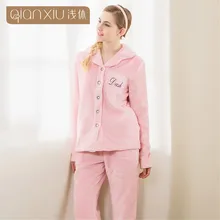 Зимние пижамные комплекты женские толстые теплые фланелевые пижамы женские с длинным рукавом с буквенным принтом пижамы домашние костюмы пижамы для взрослых