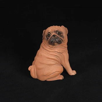 

12CM Brown Pug Dog Models Action Figure Kids Educational Toy Gift Collection Ornaments Brinquedos