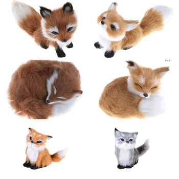 

6Styles Cute Simulation Fox Toy Mini Squatting Fox Model Home Decoration Wedding Birthday Gift Stuffed Plush Toys