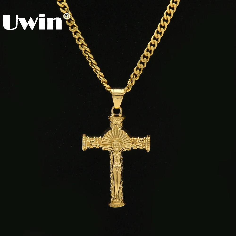 

2017 New Style Vintage Sector Cross Crucifix Jesus Pendant Top Quality Stainless Steel Lasting Color For Man And Women Necklace