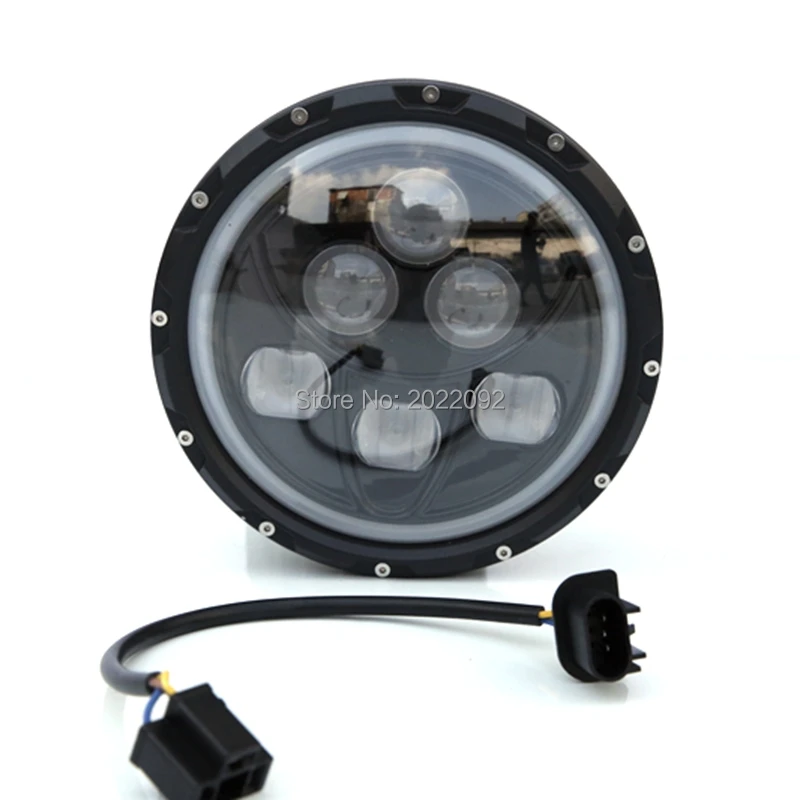 

Wrangler LED Headlights Bulb with white Halo Angel Eye Ring DRL 7 inch led headlight for wrangler JK LJ CJ Hummer H1 H2
