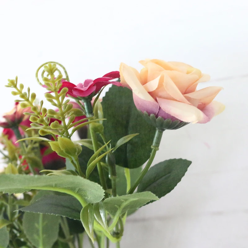 JAROWN Simulation Rose Bouquet Artificial Silk Flowers Fake Flower Art Decoration For Wedding Home Office Desktop Placement (25)
