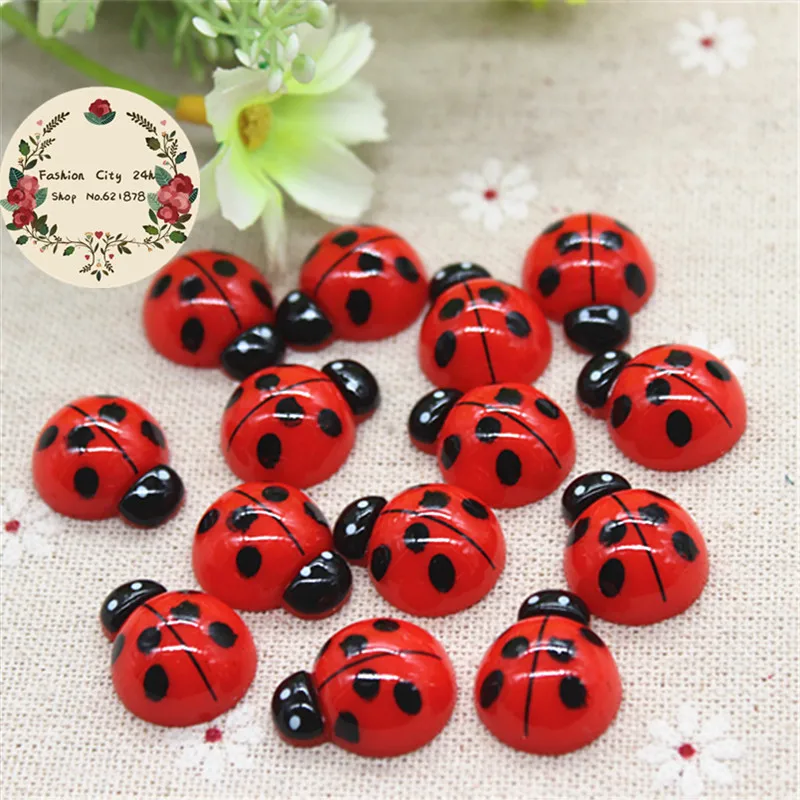

100pcs Kawaii Animal Red Ladybug Resin Flatback Cabochon DIY Decorative Craft Scrapbooking,15*20mm
