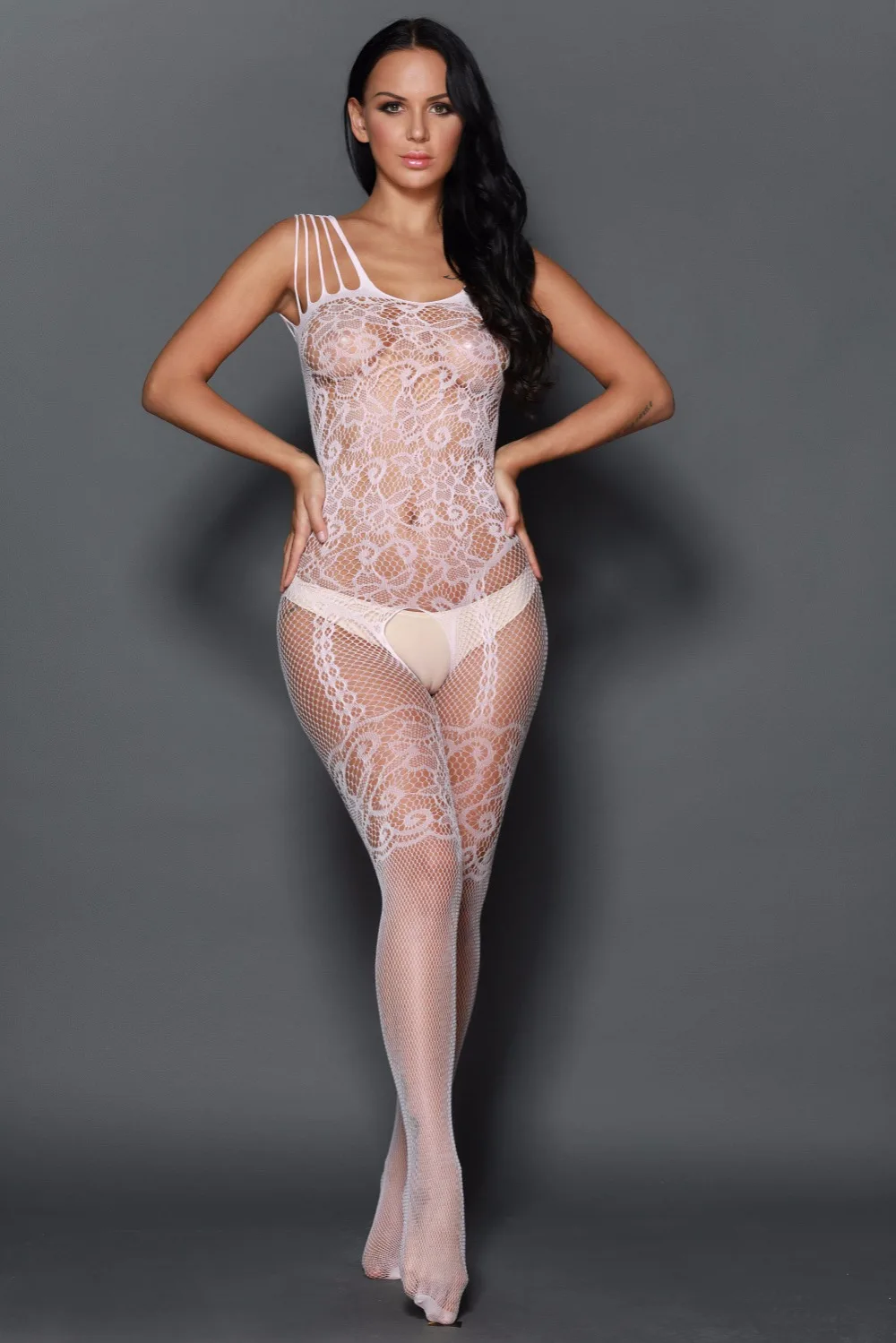 White-Strappy-Shoulders-Floral-Motif-Mesh-Body-Stockings-LC79440-1-3