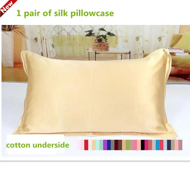 

1 Pair One Side 100% Mulberry Silk Pillowcases with Envelope Soft Silk Pillow Case for Sleep and Skin Care Free Shipping