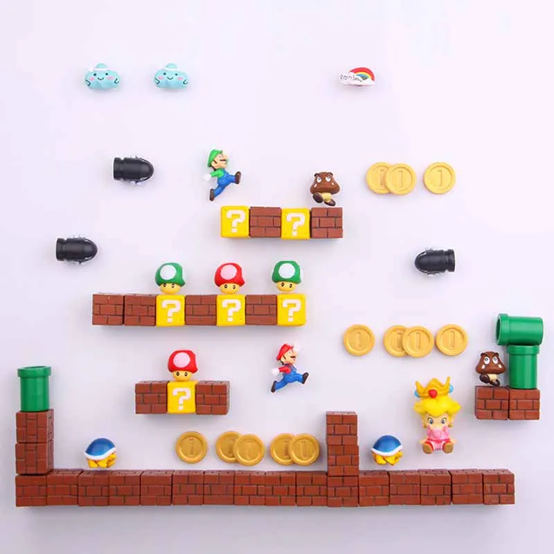 Два варианта 10 шт. 3D Super Mario Bros магнит на холодильник стикер сообщений человек Девочка Мальчик Дети игрушка подарок на день рождения