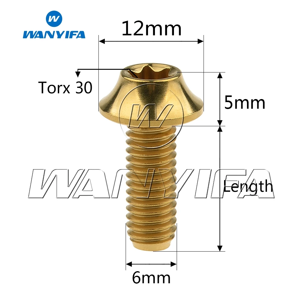 Титановый "Wanyifa" Болт M6x 16 20 мм с шестигранной головкой для ободной тормоз винты для крепления на велосипеде модификации болт
