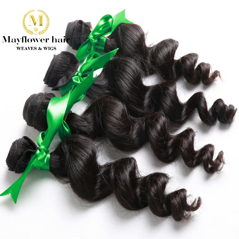

Free Shipping 5pcs Malaysian virgin hair bundles loose wave natural black no tangle no shedding MAC certified human hair weaves