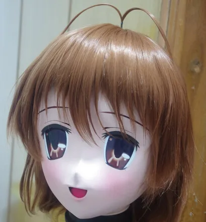 (C2-058) KIG Female Silicone Rubber Face Mask Cosplay Kigurum i Full Head with Wig Masks Crossdresser Doll Japan Anime Role Play