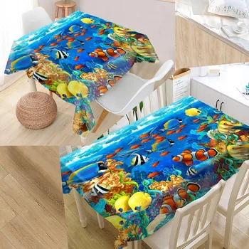 

Best Custom Underwater World Table Cloth Rectangular Oxford Print Waterproof Oilproof Square Table Cover Party Tablecloth