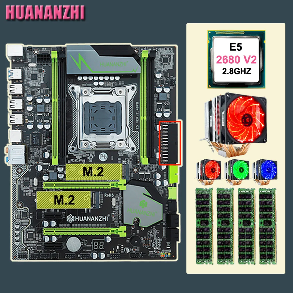 Компьютер DIY HUANANZHI X79 Pro Материнская плата с двумя M.2 слот скидка плат с Процессор Xeon E5 2680 V2 охладитель Оперативная память 64G (4*16G) RECC