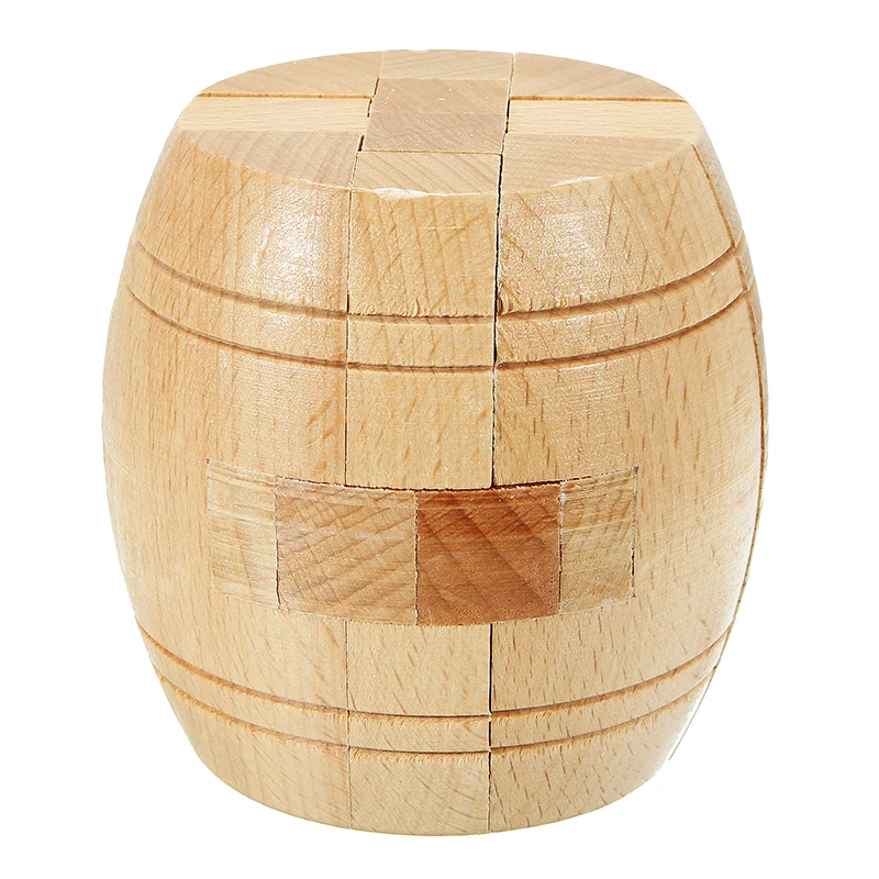 Beech Wooden Classical Educational Toys Barrel Type Lock Puzzle