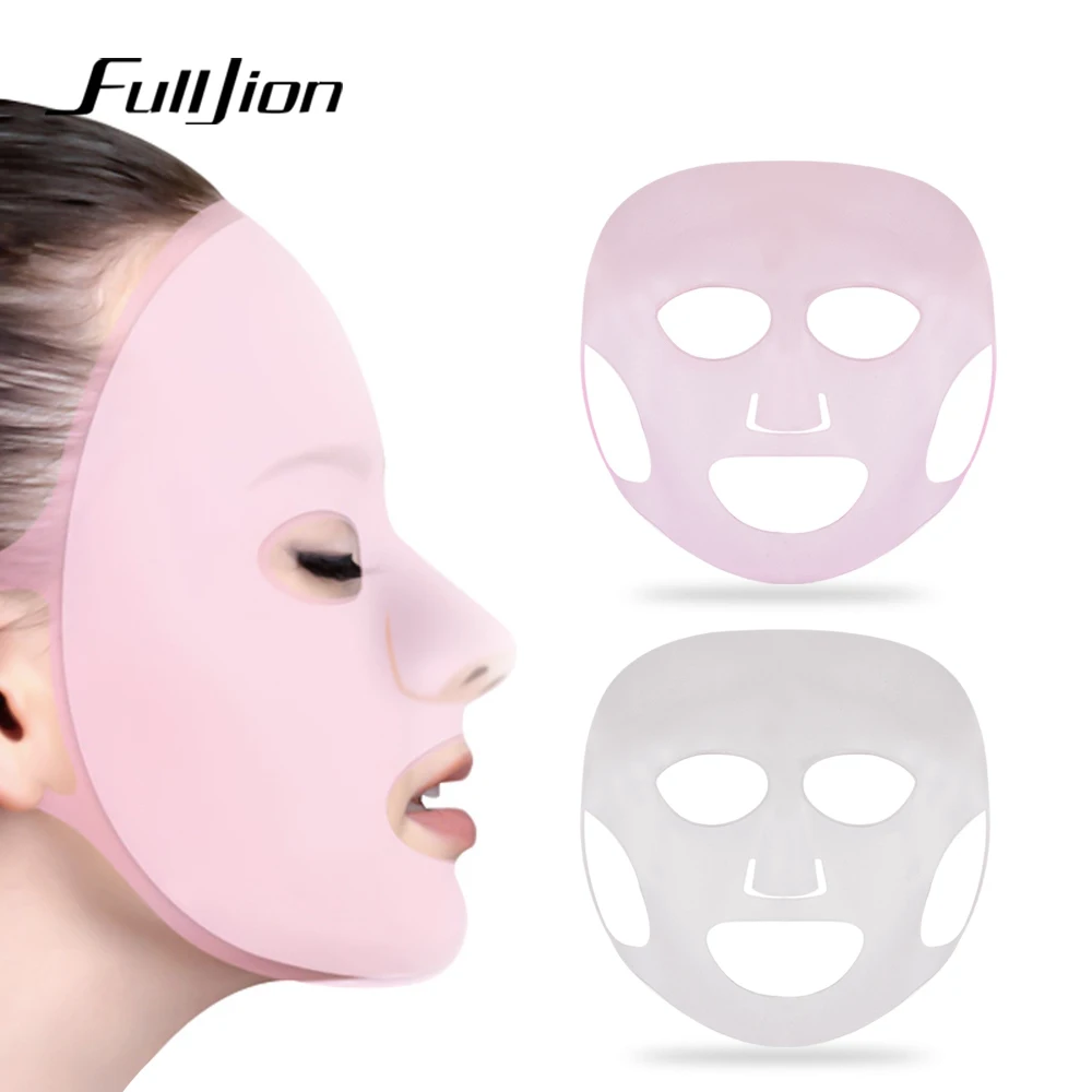 

Fulljion Silicone Mask Cover Reusable Locking Water Ear-hook Face Mask Pink White Moisturizing Prevent Evaporation for Skin Care
