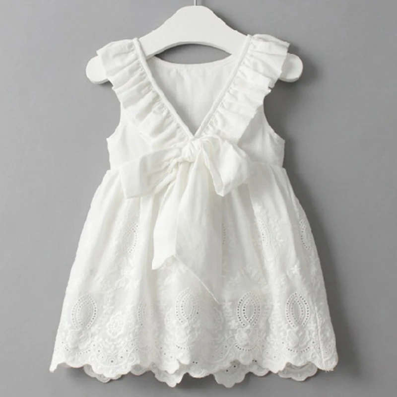 

Summer Girls Lace Dress 2019 Sleeveless Bow Solid-Color Children Dress Silk Chiffon Kids Clothes Princess Girls Dress