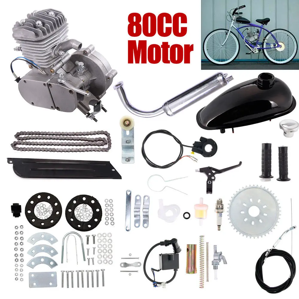 80cc 2 тактный двигатель комплект моторизованный велосипед с карбюратором катушка CDI кабельный бак