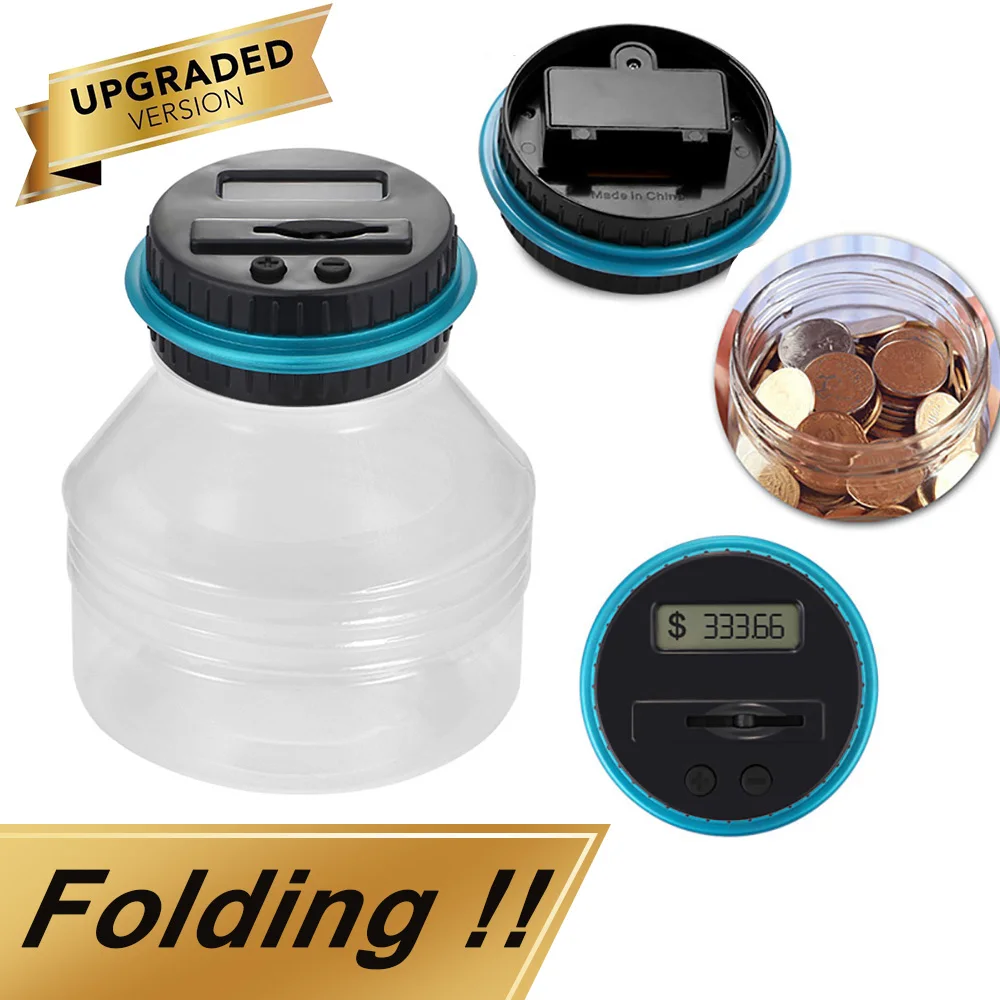 

Folding Piggy Bank Counter Coin Electronic Digital LCD Counting Money Saving Box Jar Coins Storage Box Gift For USD EURO Money