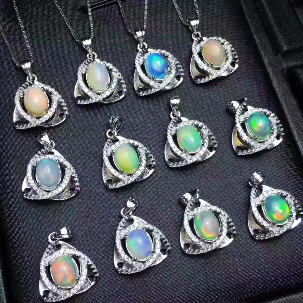925 Sterling Silver Jewelry 100% Real Natural Opal Pendant Multiple