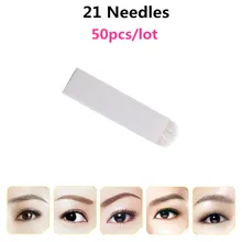 Высокое качество Перманентный макияж бровей лезвие для ручного татуажа бровей Изогнутое лезвие 21 иглы 50 шт. в партии