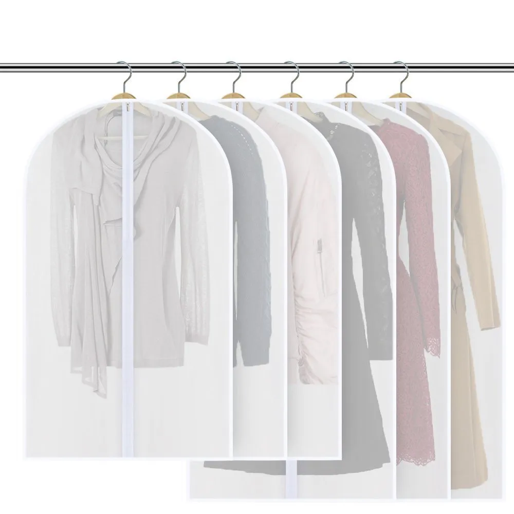 6Pcs/Set Garment Bag PEVA Clothes Dress Suits Dust proof Cover Bags