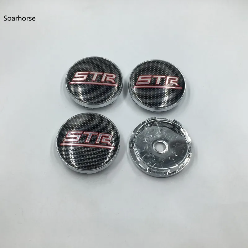 Soarhorse 4pcs 60mm Black Grid STR Emblem Auto Wheel Center Caps Badge Hub Covers