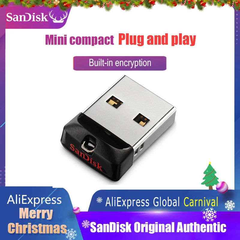 

SanDisk CZ33 USB Stick mini Pen Drives 16GB 32GB 64GB USB 2.0 pendrive micro USB flash drive Support Official Verification