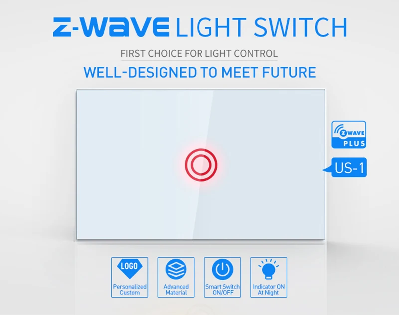 НЕО COOLCAM NAS-SC01Z Z-wave плюс настенный выключатель света 1CH Gang США Версия 908,4 МГц Z Wave Совместимость с 300 и 500 серии