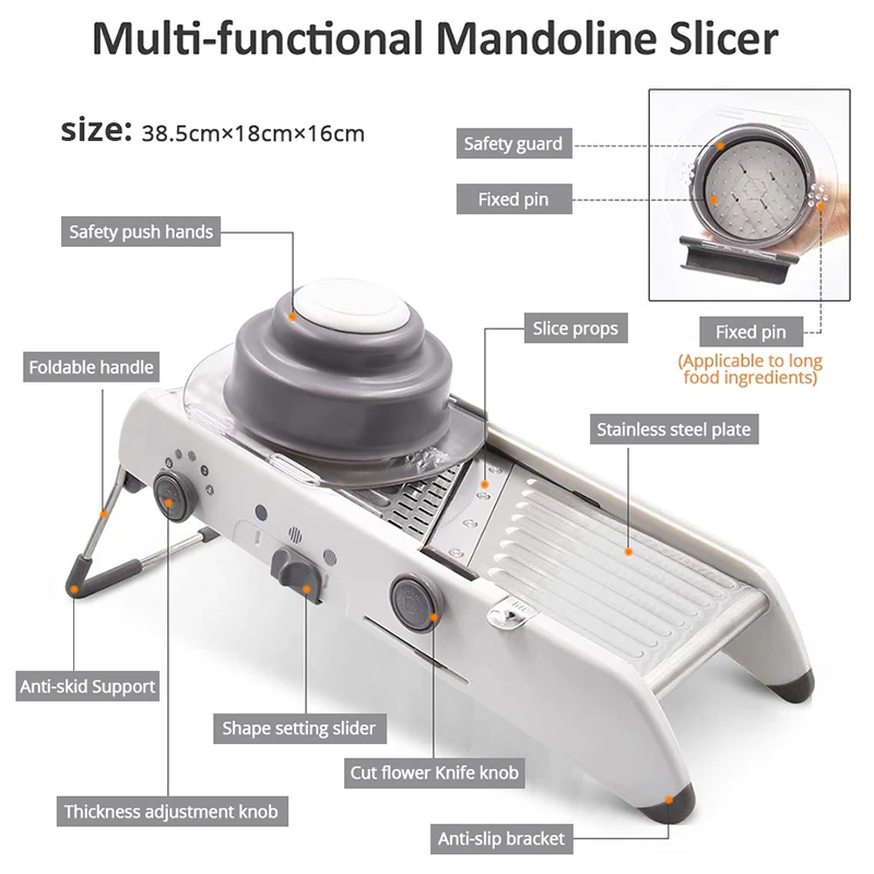 MuellerLiving Mandoline Slicer for Kitchen, Stainless Steel, Slice or Julienne, Vegetable Chopper, Fruits