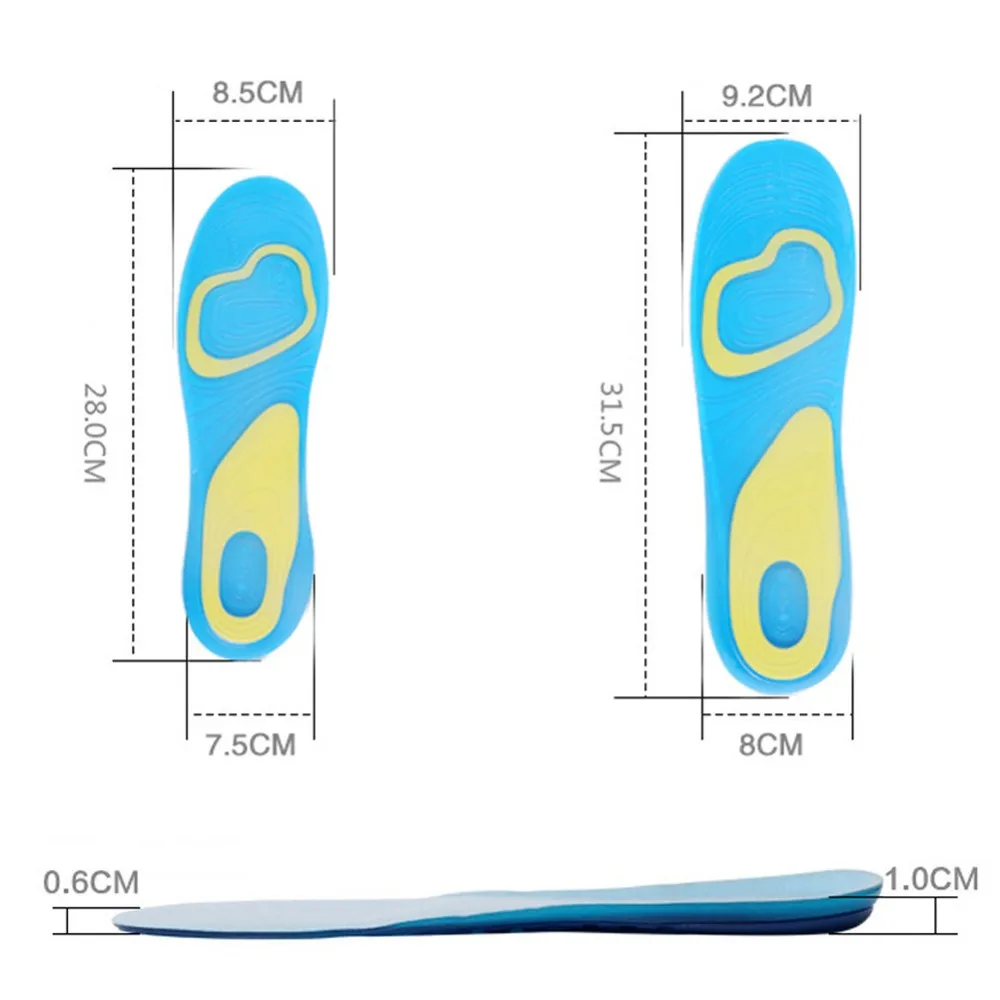New Arrival 1 Pair Orthotic Arch Support Massaging Silicone Anti-Slip Gel Soft Sport Insole Pad Foot Care For Man Women Size SL-4