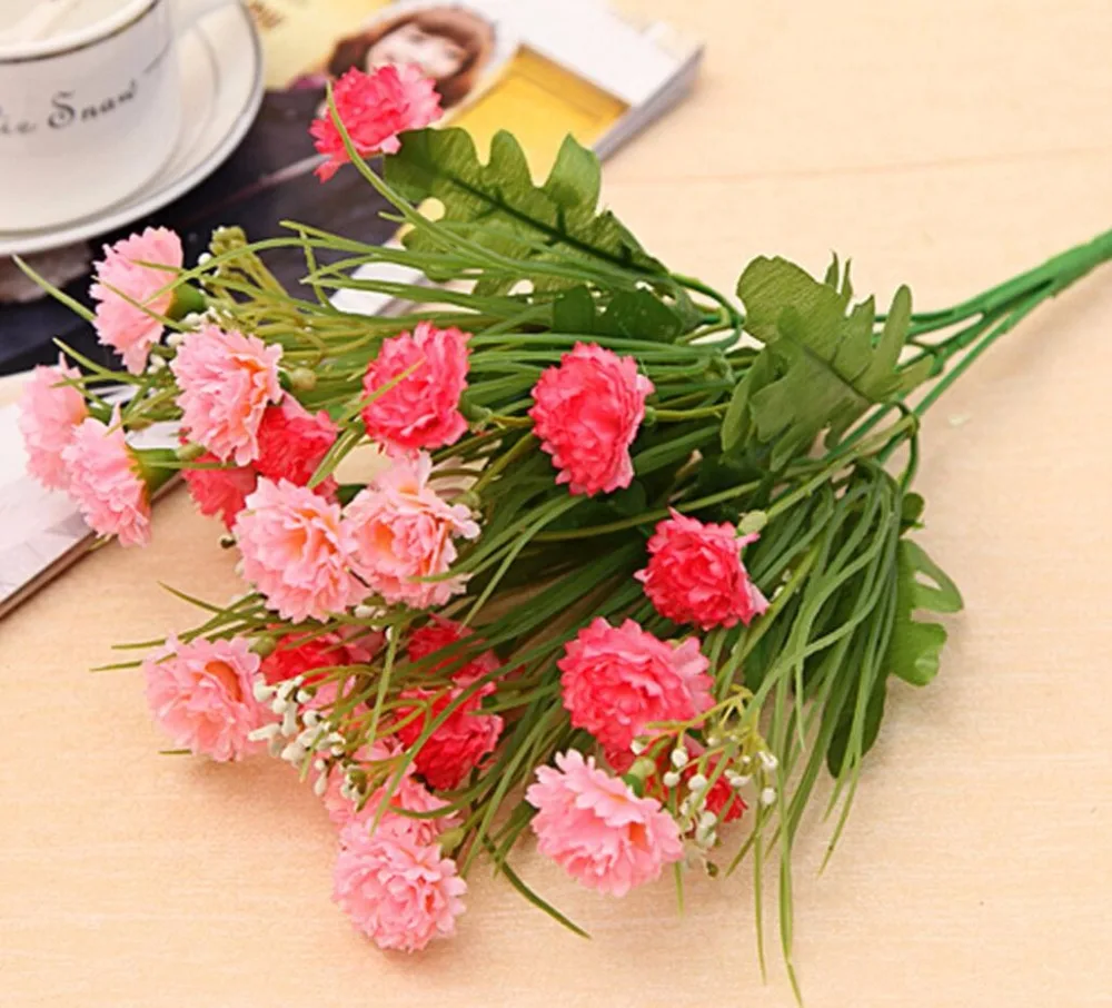 5 Bundles 35cm Artificial Silk Carnation Flowers For Wedding Party Home