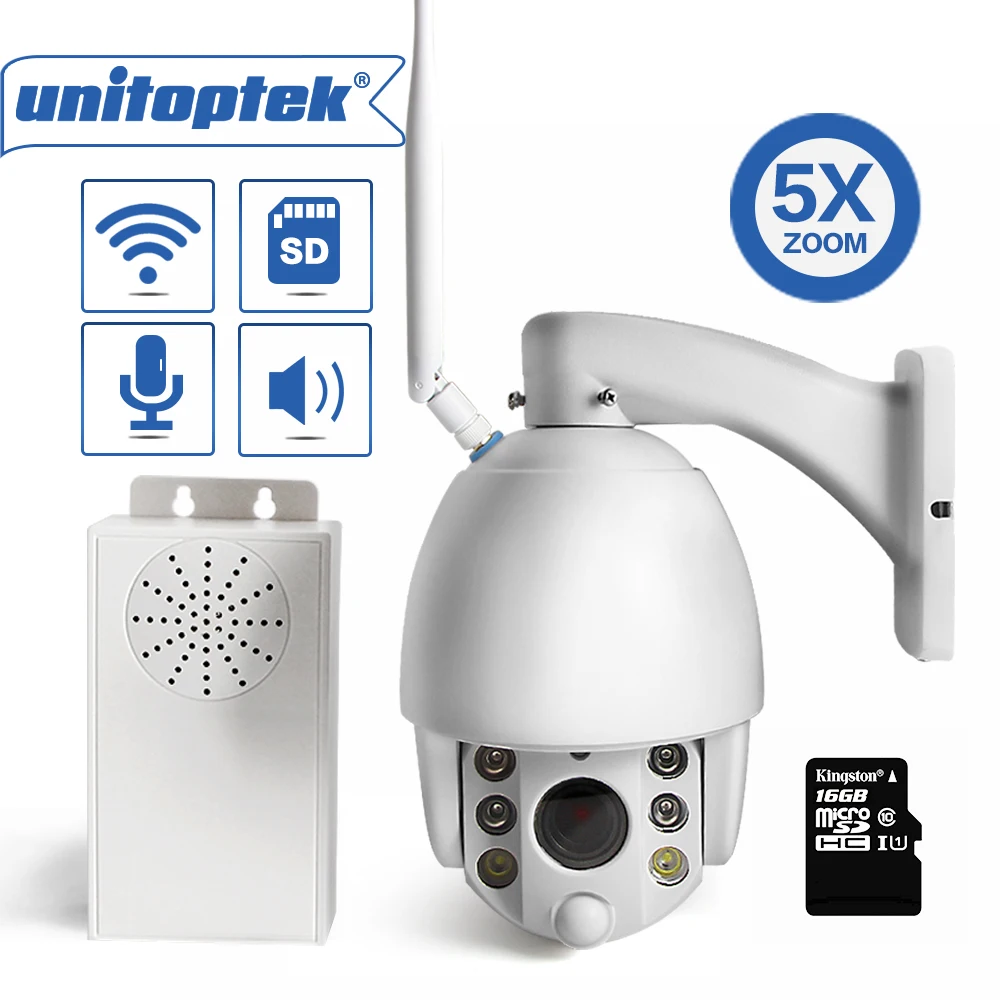 

HD 1080P PTZ Dome WIFI IP Camera 5X Zoom Radar Detection Two Way Audio Talk Speaker Wireless Camera Outdoor With 16GB TF Card