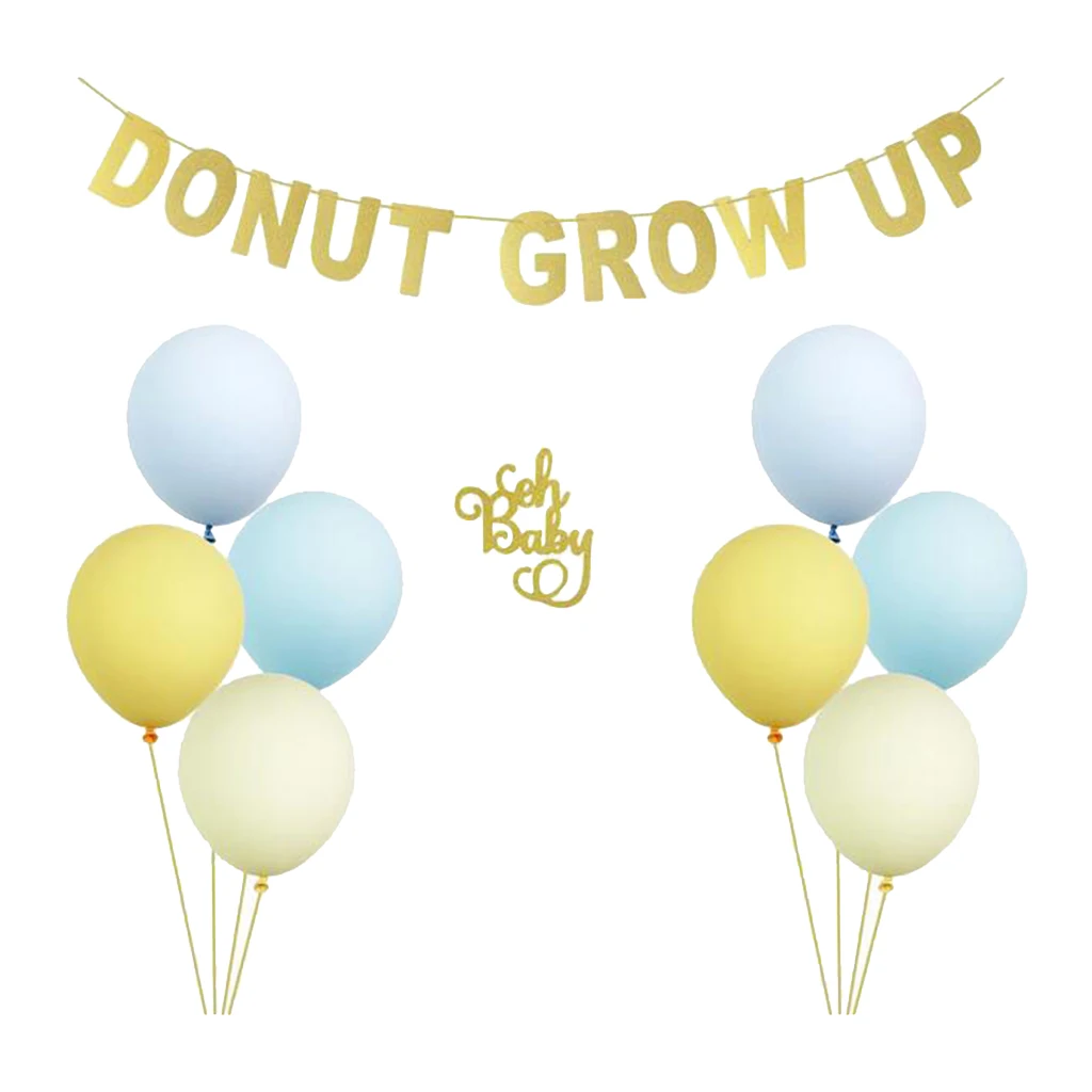 Donut Birthday Party Decorations Kit Donut Grow Up Banner Latex Confetti Balloons
