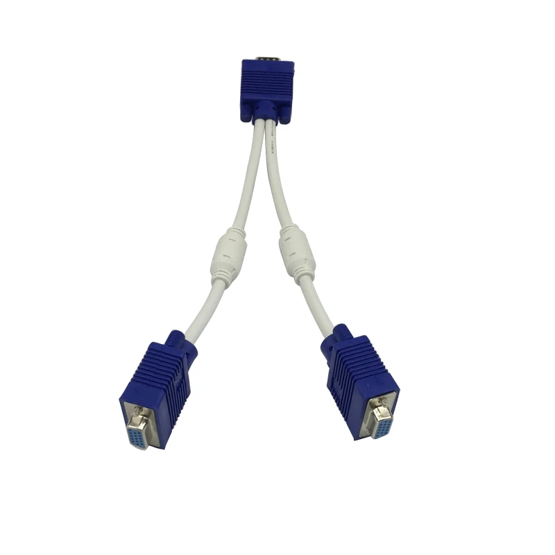 High Quality 1 To 2 Video Cable VGA Male To 2 Female Monitors Splitter