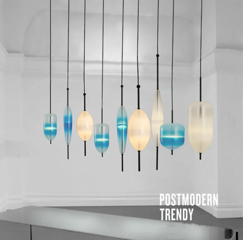 Post Modern Venice Glass Drop LED Pendant Light Blue Glass LED Art Decor Pendant Lamp Simple White Hanging Pendant Light  (9)