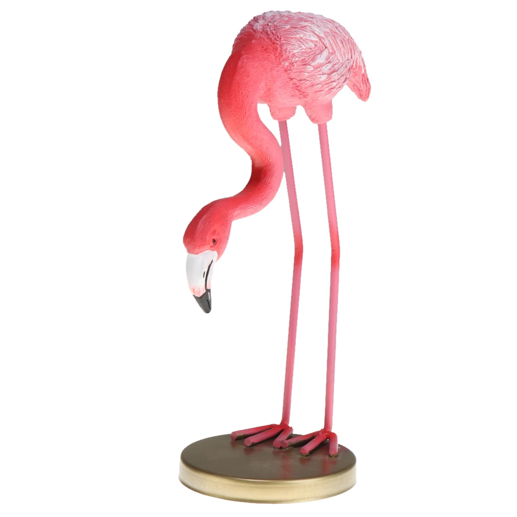 Resin Elegant Flamingo Figurine Animal Model Statue Desk Ornaments for Home Room Decor Office Shop Cafe Display Gifts- Pink