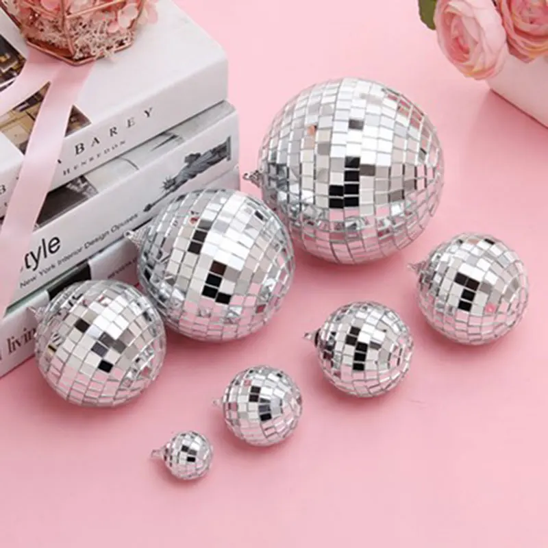 

10/15/20cm Glass Mirror Ball Rotating Mirror Glass Ball Light Multiple Style Reflective For Christmas Disco Party Decoration