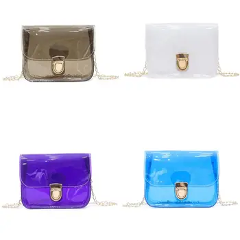 

Women's Fashion Transparent Shoulder Bag Jelly Messenger Bag Solid Color Handbag women's wallet PVC leather