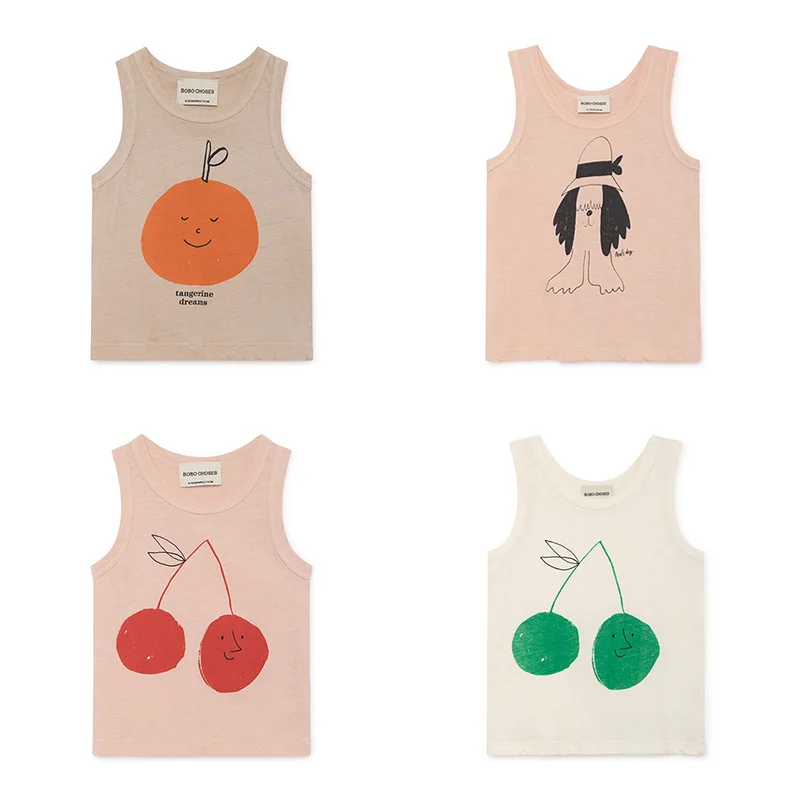 

2019 Kids Summer T Shirt Toddler Kid Boys and Girls Bobo Short Sleeve T-shirt Tiny Cottons Cherry Print Quality Tees Tops
