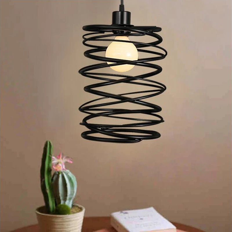

American village iron spring Pendant Lights simple modern bar restaurant lamp bedroom lamp living room lamp art ZL252 LU717103