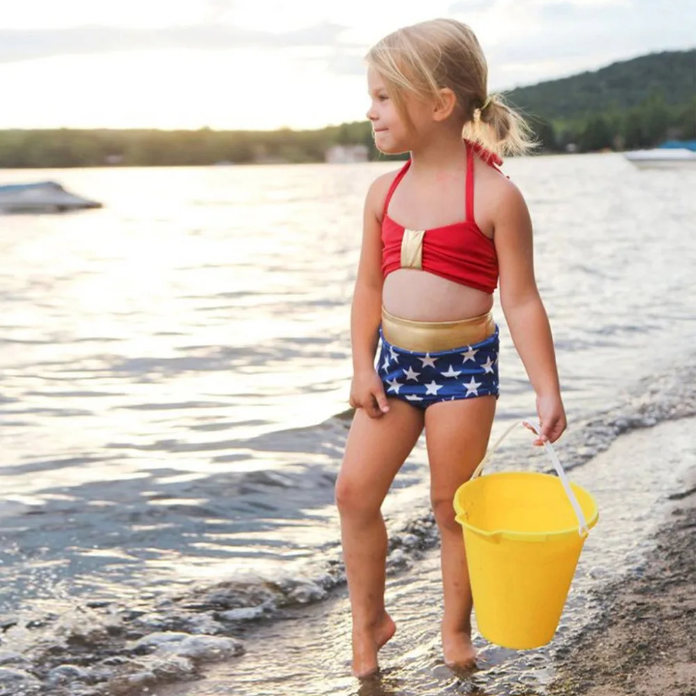 

girl's swimwear children swimsuit high waisted baby bathing suit for kids baby girls tankini children 3-12Y swimwear