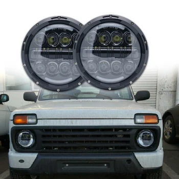 

For Jeep JK lada niva 4x4 7inch LED Headlight Angle Eyes with Amber Signal Halo for Hummer Defender Nissan Suzuki Samurai