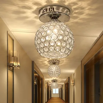 

Silver K9 crystal ceiling light aisle lamp/corridor /entrance light/hallway / balcony lighting/stair lamp E14 base LED bulb